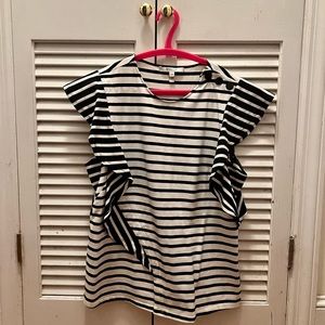 Derek Lam 10 Crosby contemporary women’s black and white striped top in medium!